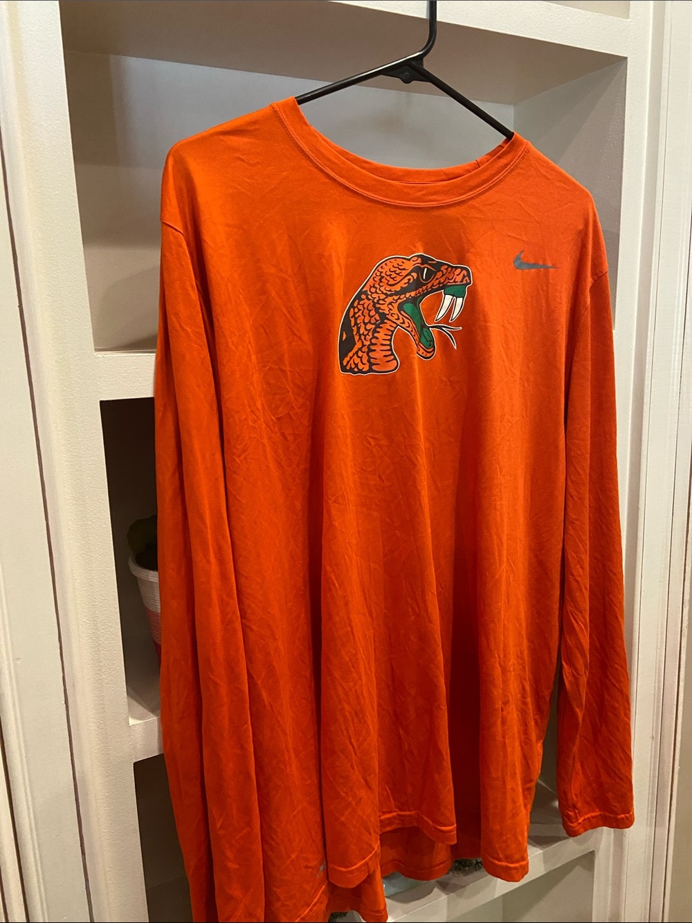 Nike Men’s Orange Long-Sleeve Shirt FAMU HBCU Rattlers Florida A&M Dri-fit